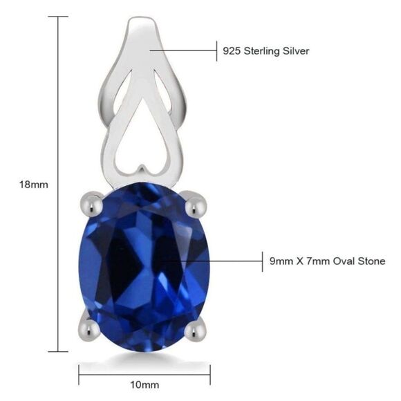 925 Sterling Silver with 4.60 Cttw Royal Blue Sapphire Oval Post Drop Earrings - Picture 4 of 4